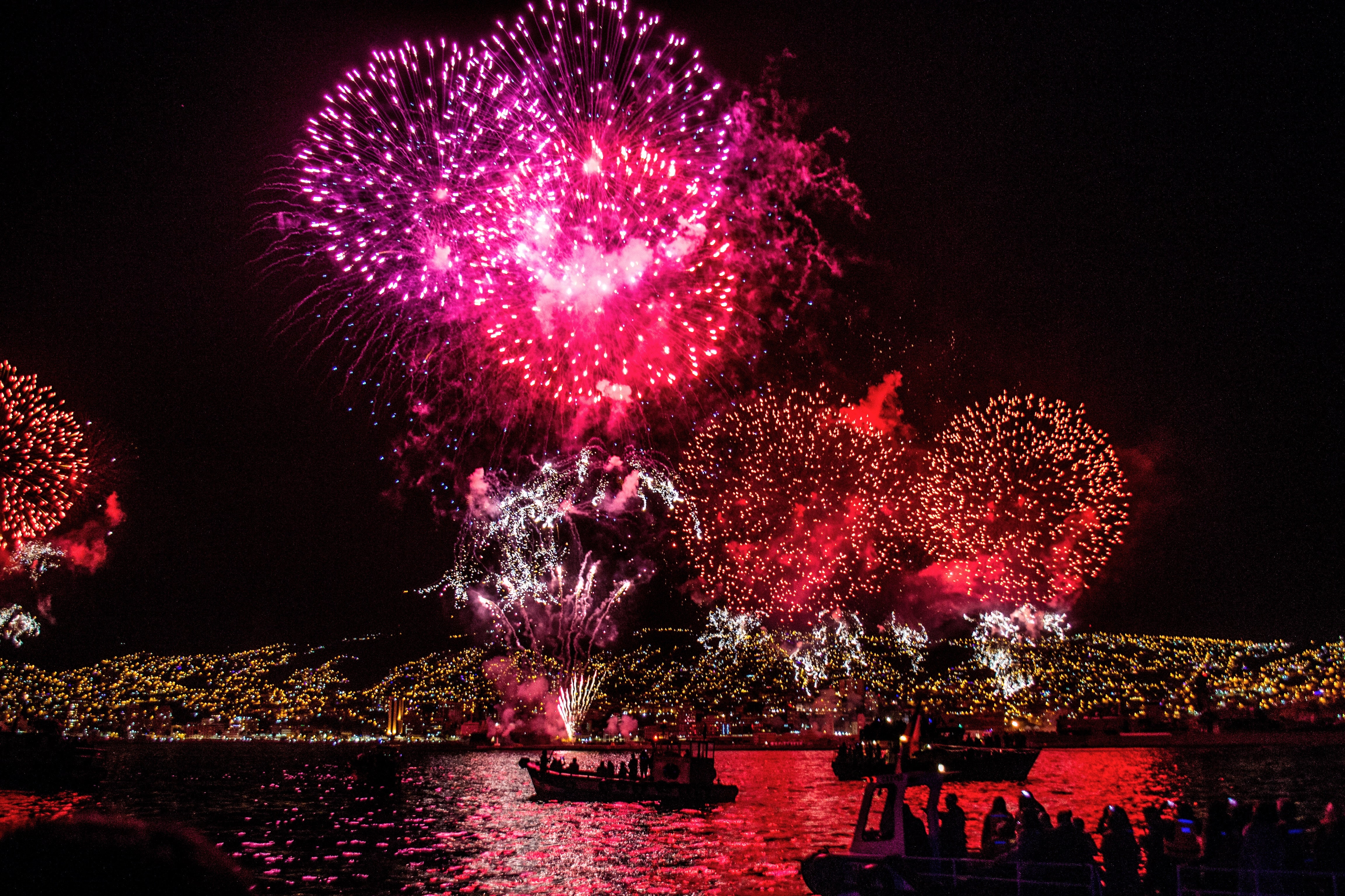 Fireworks display at night.